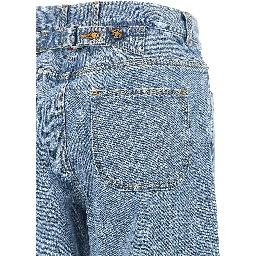 Blue Cotton Straight-Leg Jeans