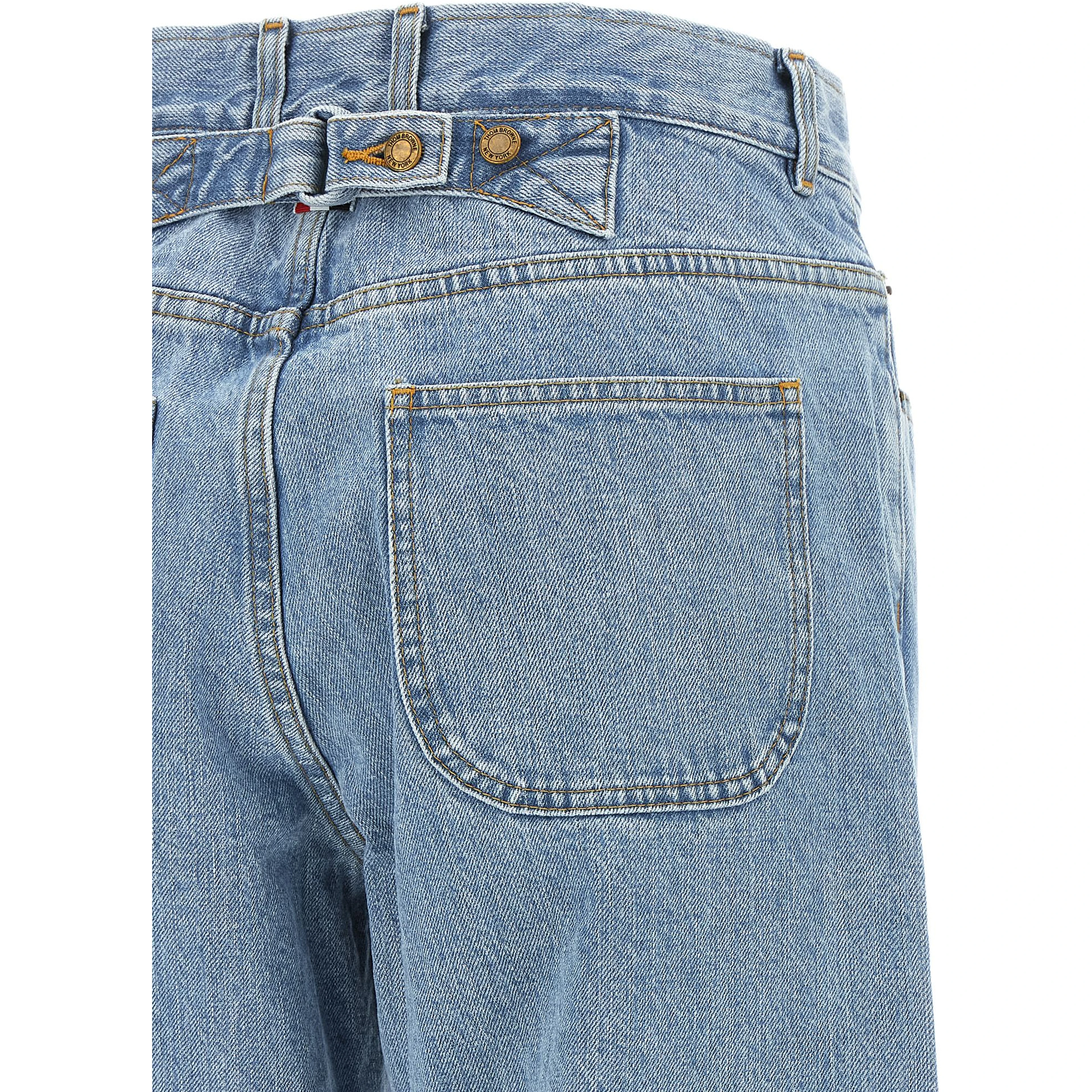 Blue Cotton Straight-Leg Jeans