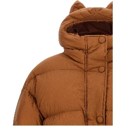 Brown Nylon Full-Length Jacket