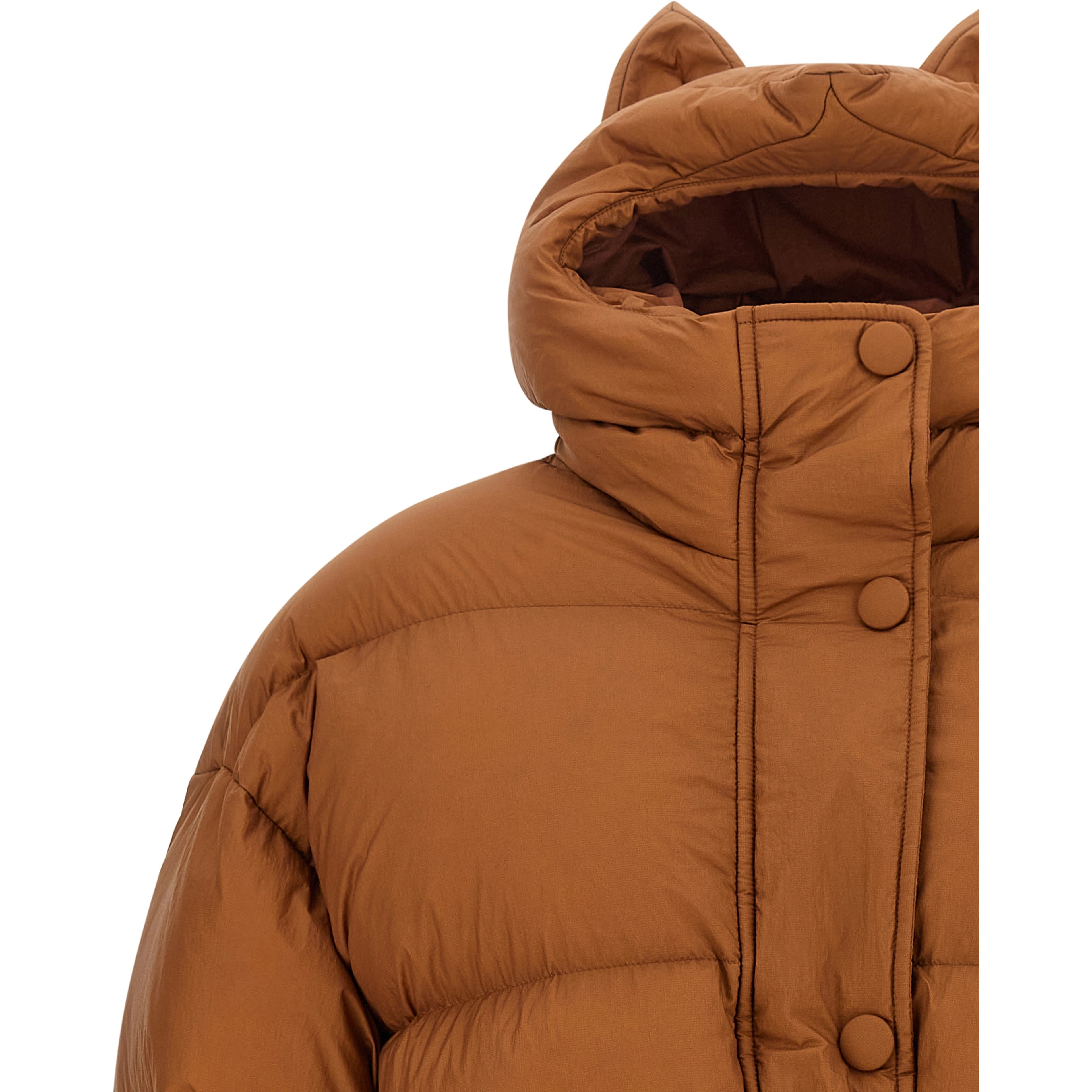 Brown Nylon Full-Length Jacket