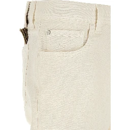 White Cotton Tapered Jeans