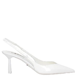 White Leather High Heel Pumps