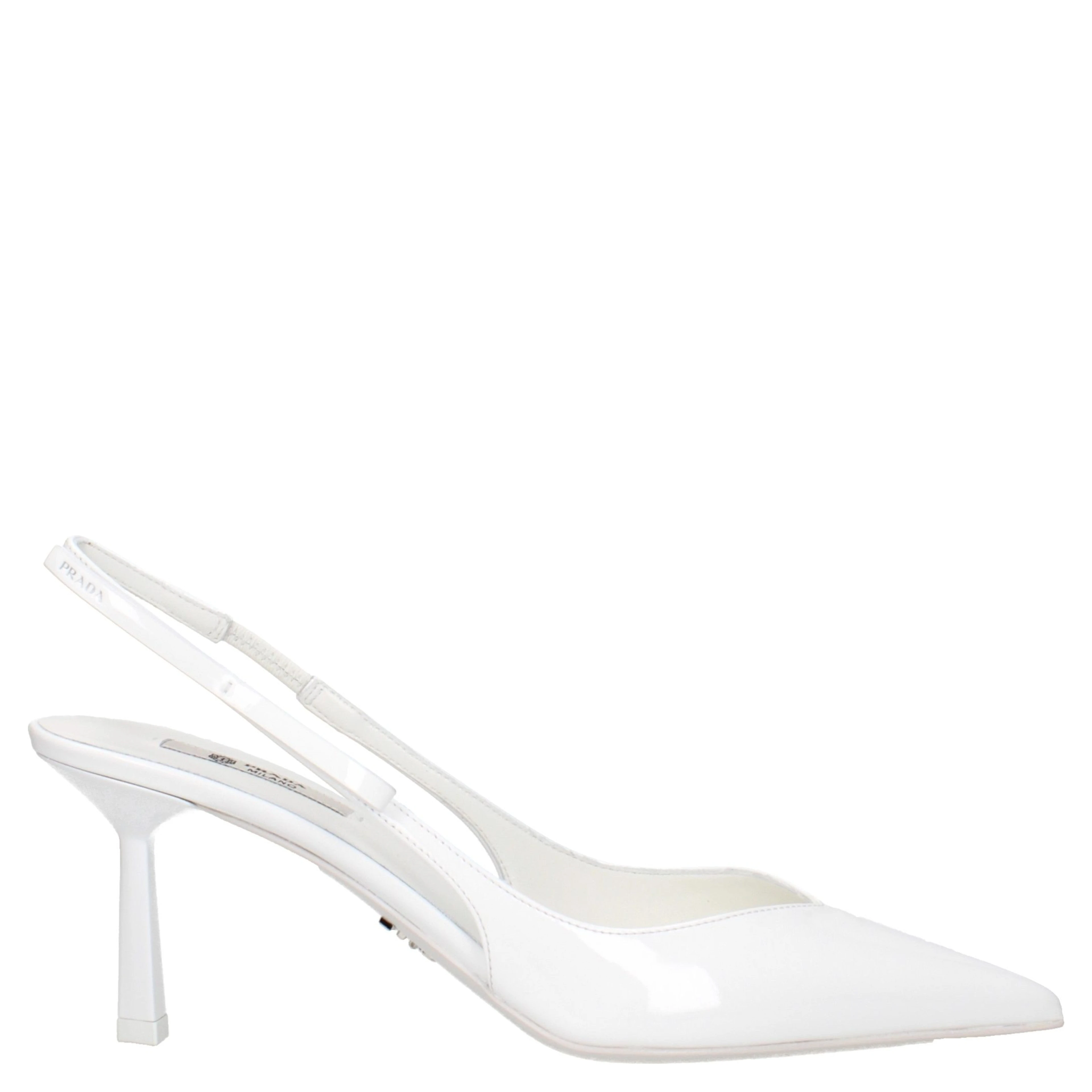 White Leather High Heel Pumps