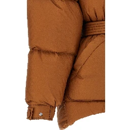 Brown Nylon Full-Length Jacket