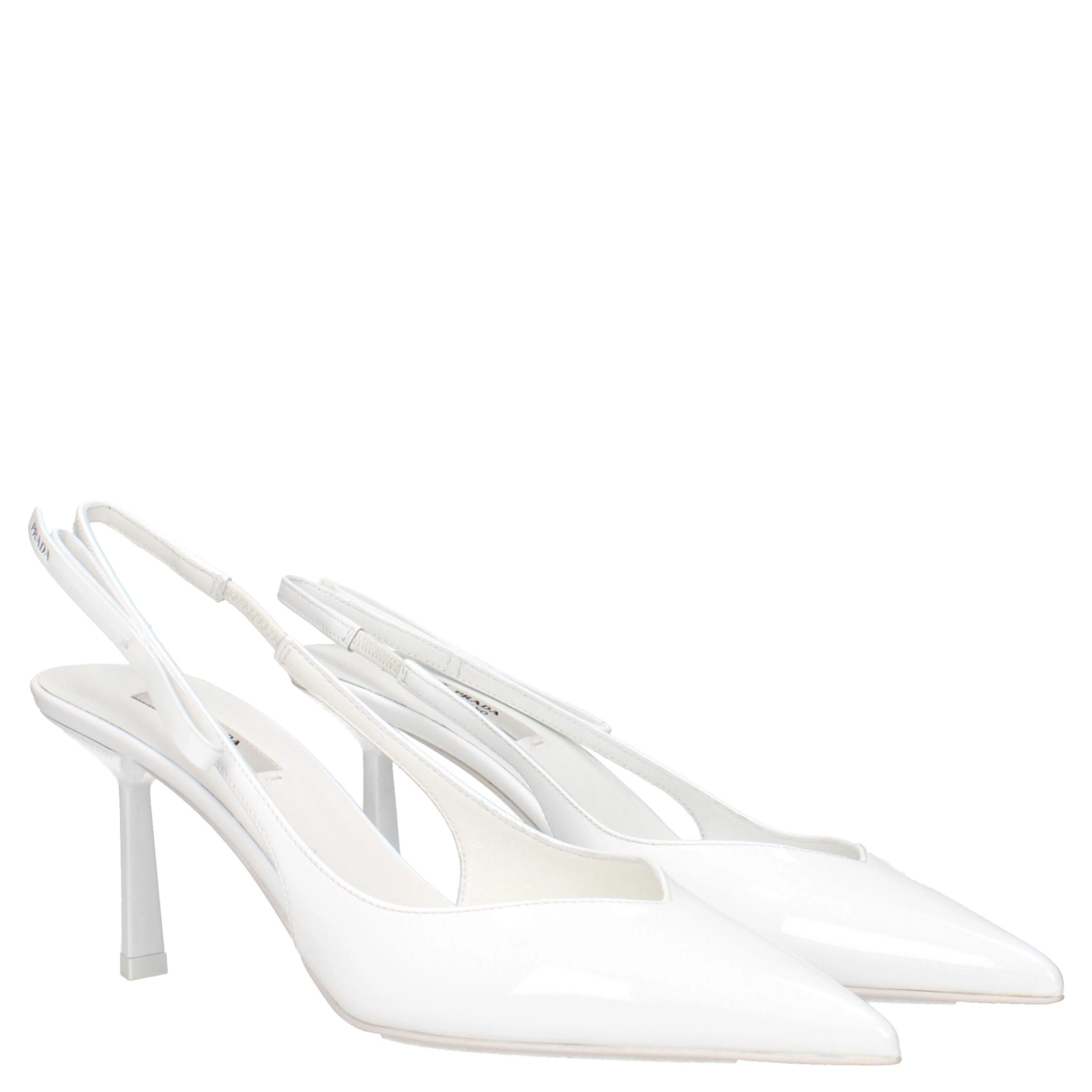 White Leather High Heel Pumps