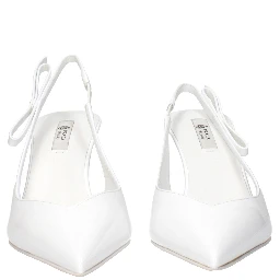 White Leather High Heel Pumps