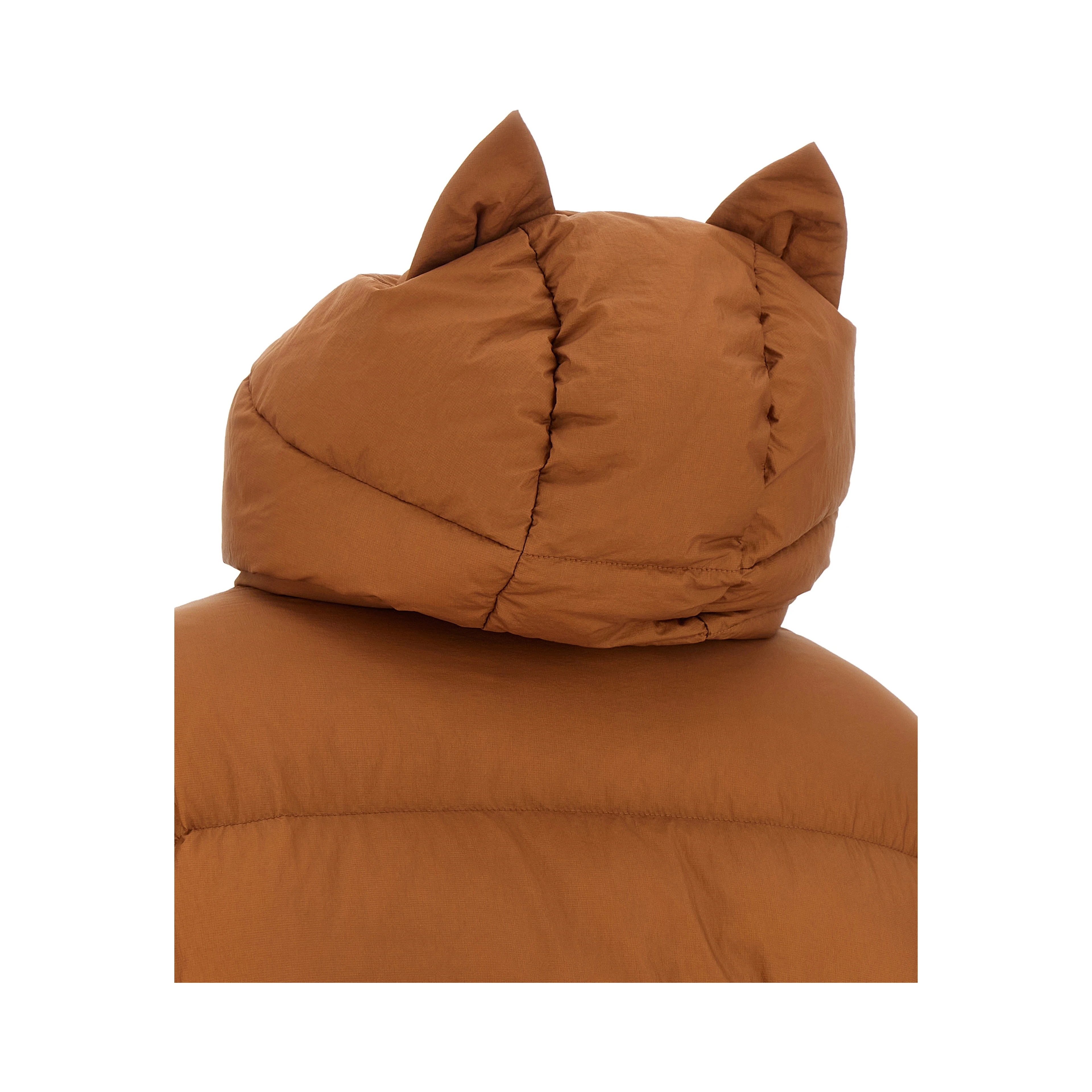 Brown Nylon Full-Length Jacket