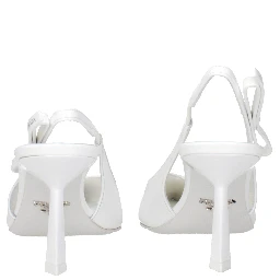 White Leather High Heel Pumps