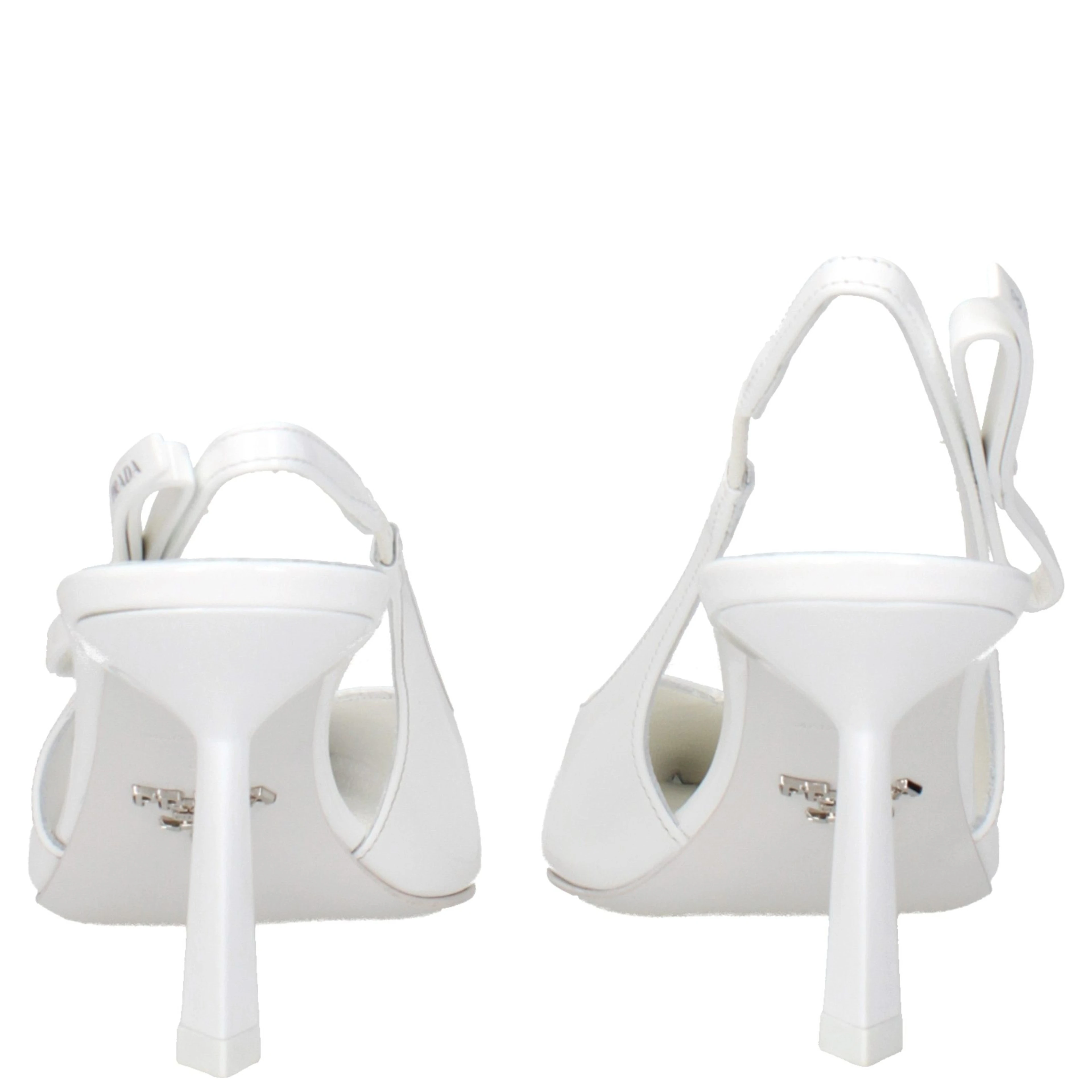White Leather High Heel Pumps