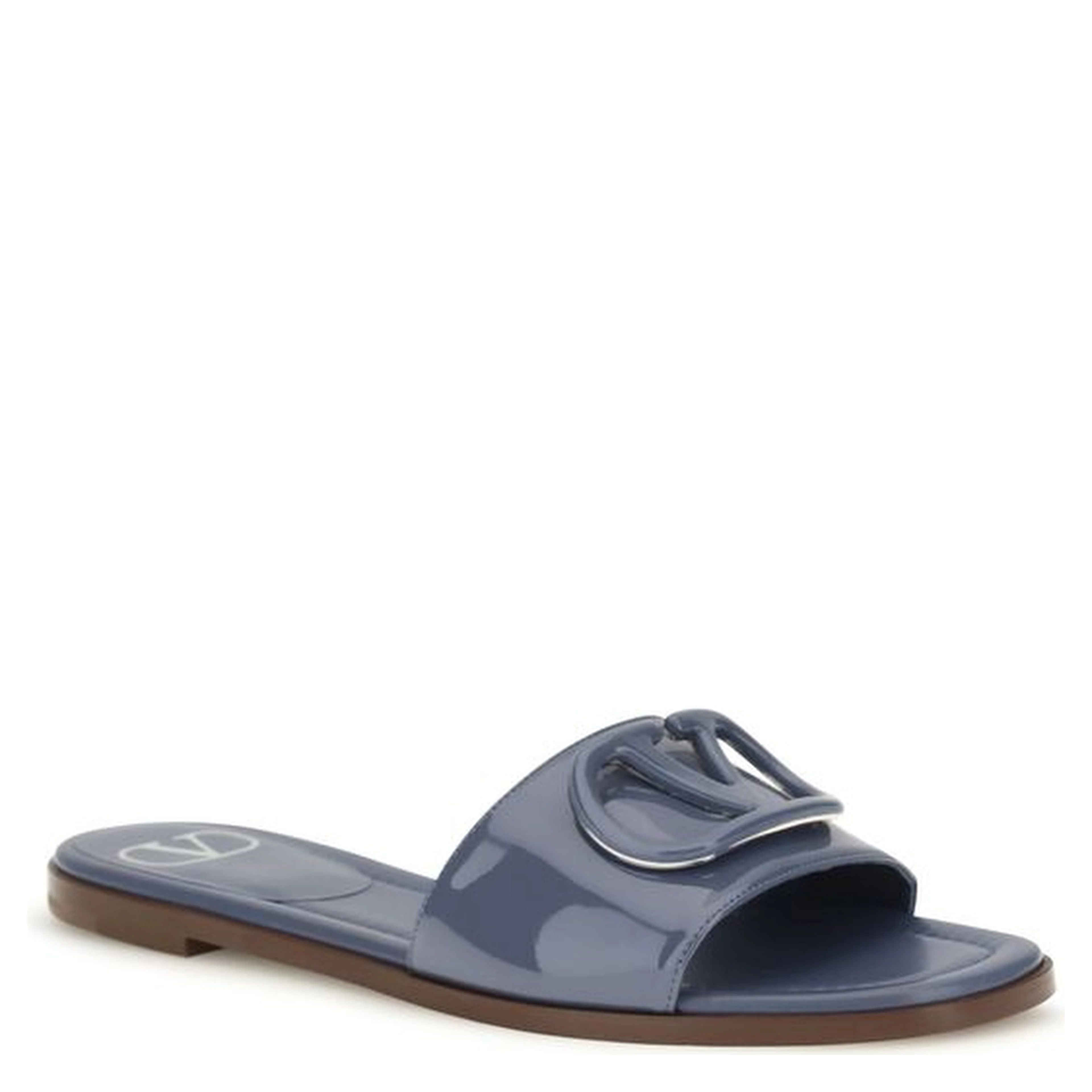Blue Calf Leather Bos Taurus Flat Sandals
