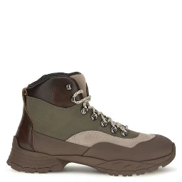 Bicolor Nylon Lace-Up Boots