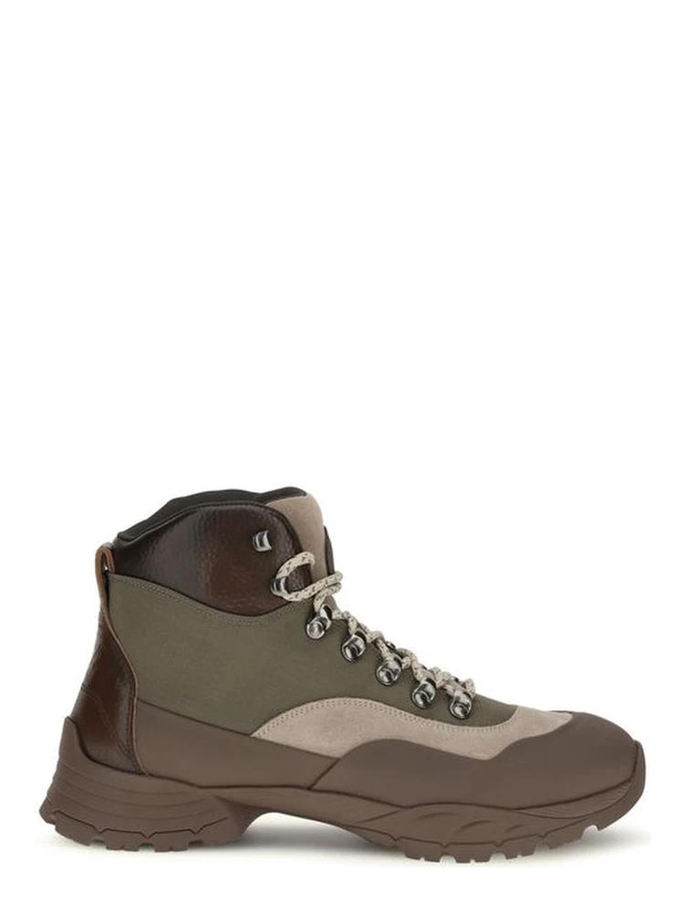 Bicolor Nylon Lace-Up Boots