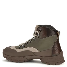 Bicolor Nylon Lace-Up Boots