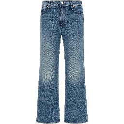Blue Cotton Straight-Leg Jeans