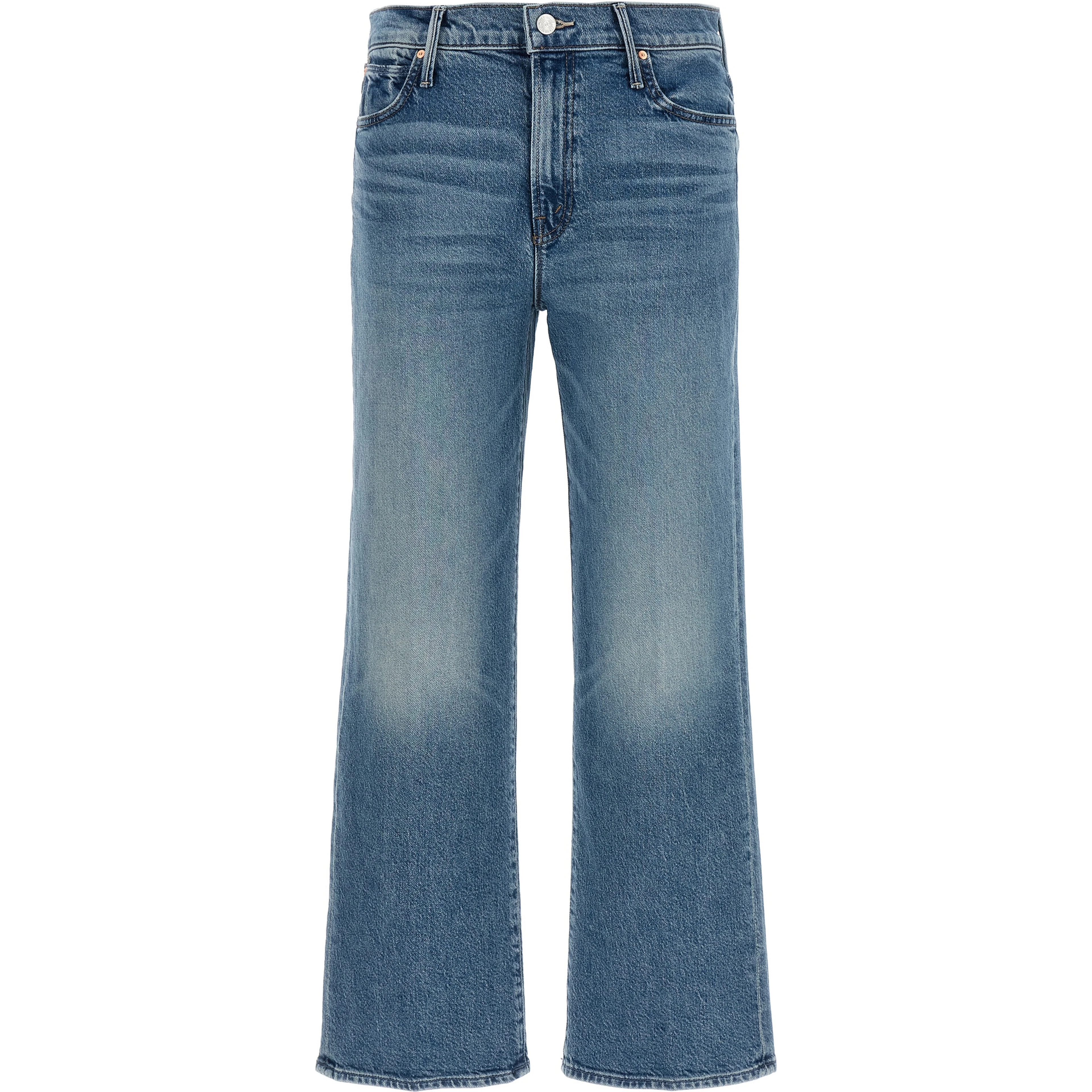Blue Cotton Straight-Leg Jeans