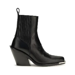 Black Calf Leather Bos Taurus Ankle Boots