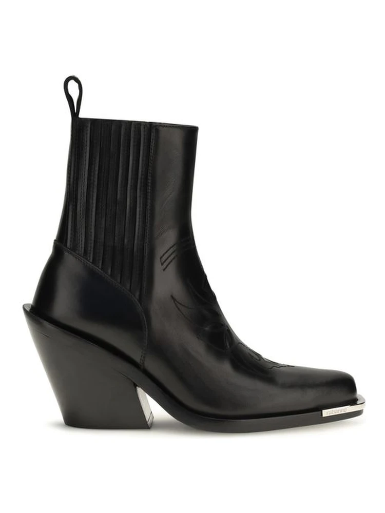Black Calf Leather Bos Taurus Ankle Boots