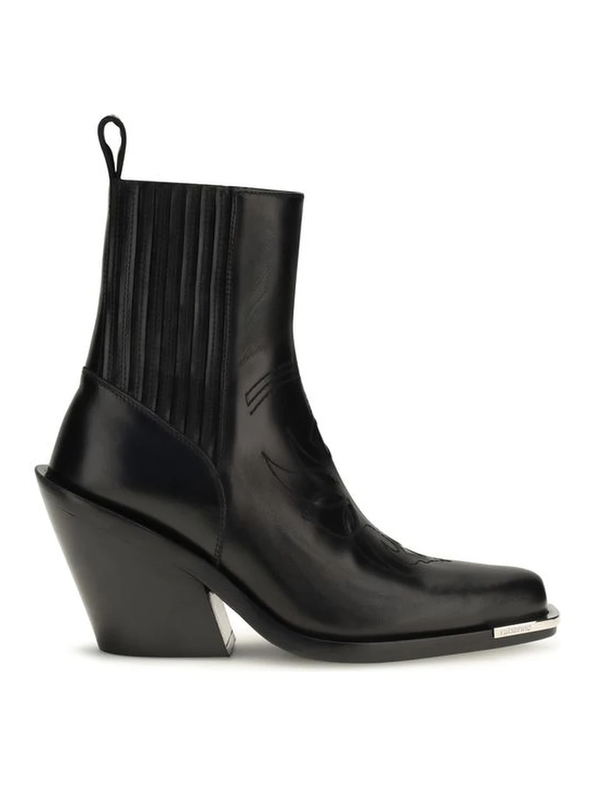 Black Calf Leather Bos Taurus Ankle Boots