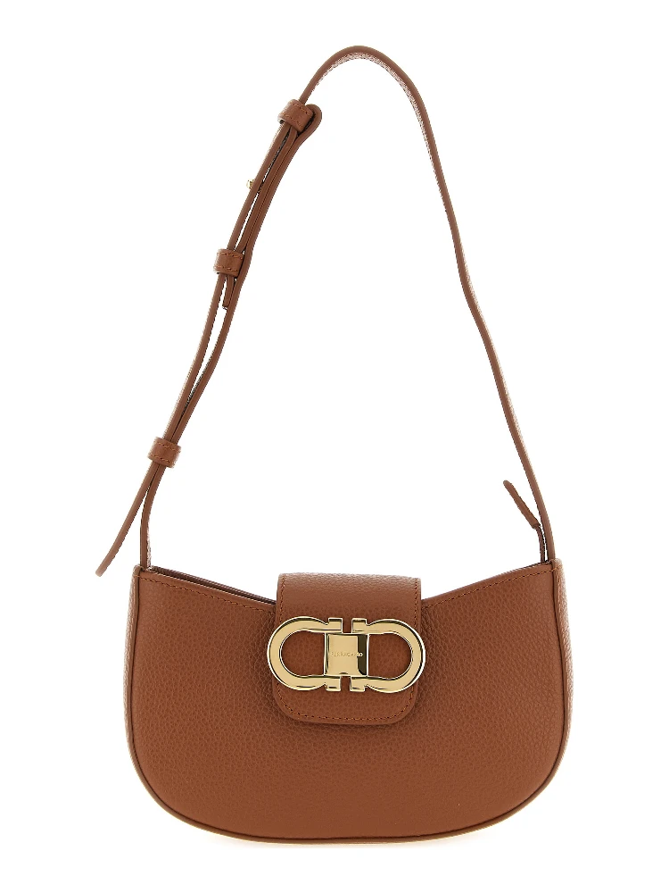 Brown Calfskin Shoulder Bag
