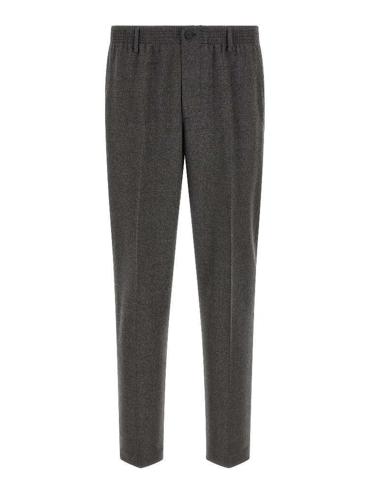 Gray Virgin Wool Cropped Pants