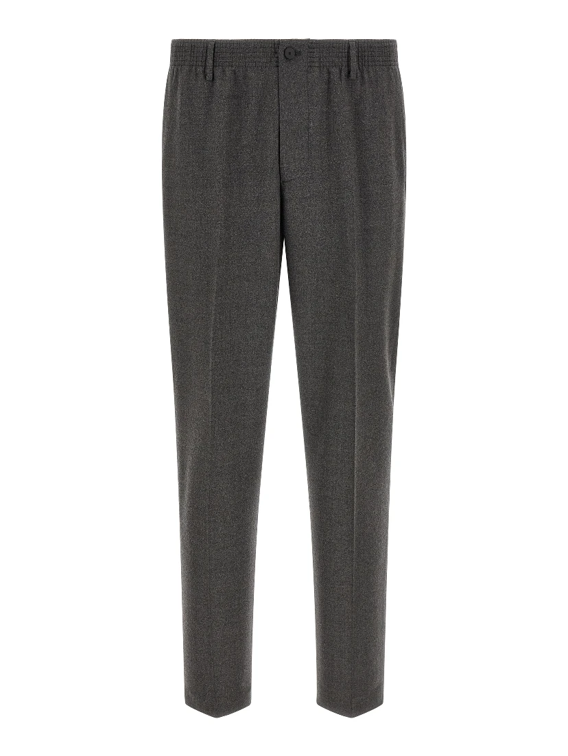 Gray Virgin Wool Cropped Pants