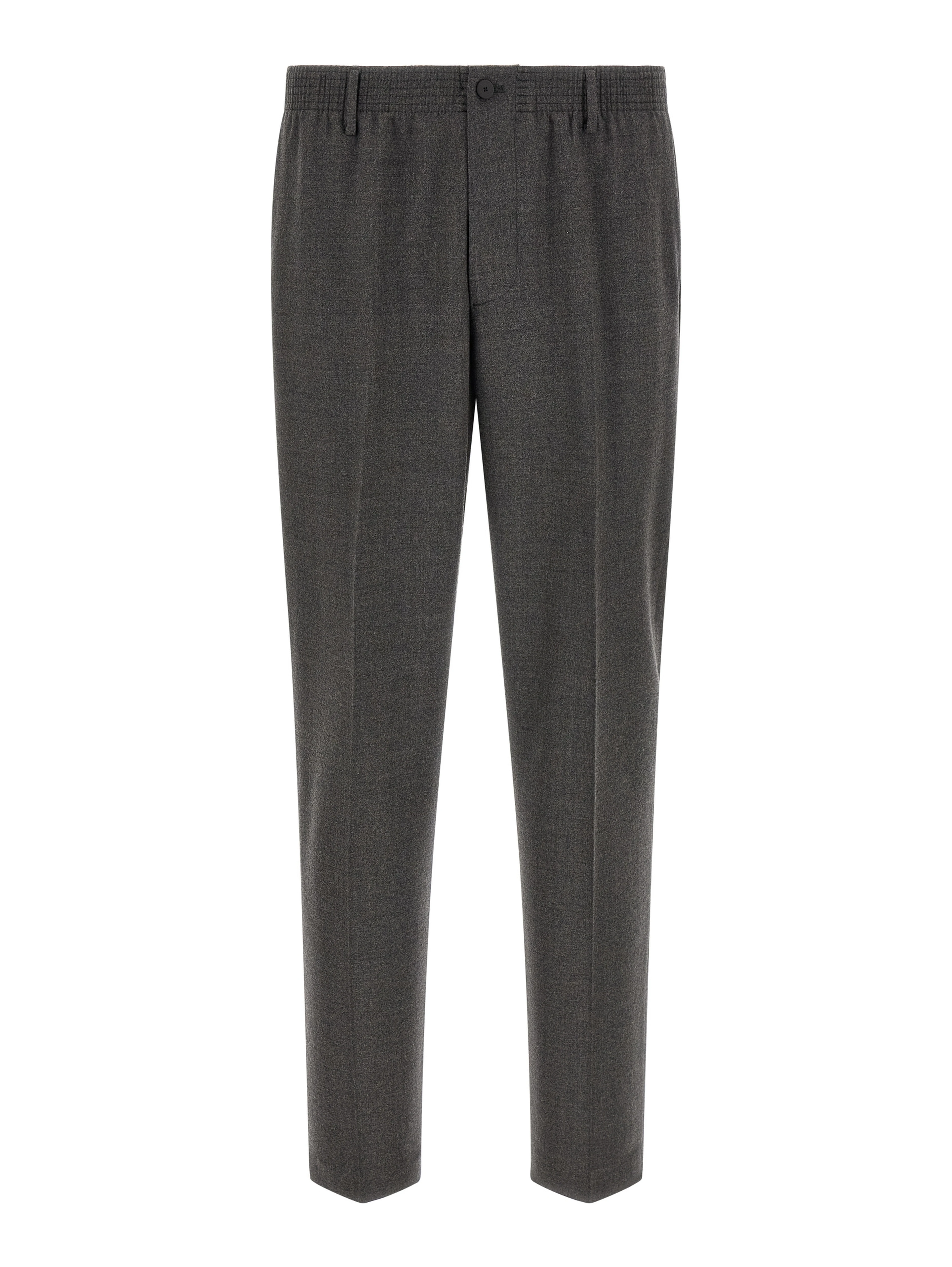 Gray Virgin Wool Cropped Pants