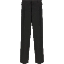 Black Polyester Casual Pants