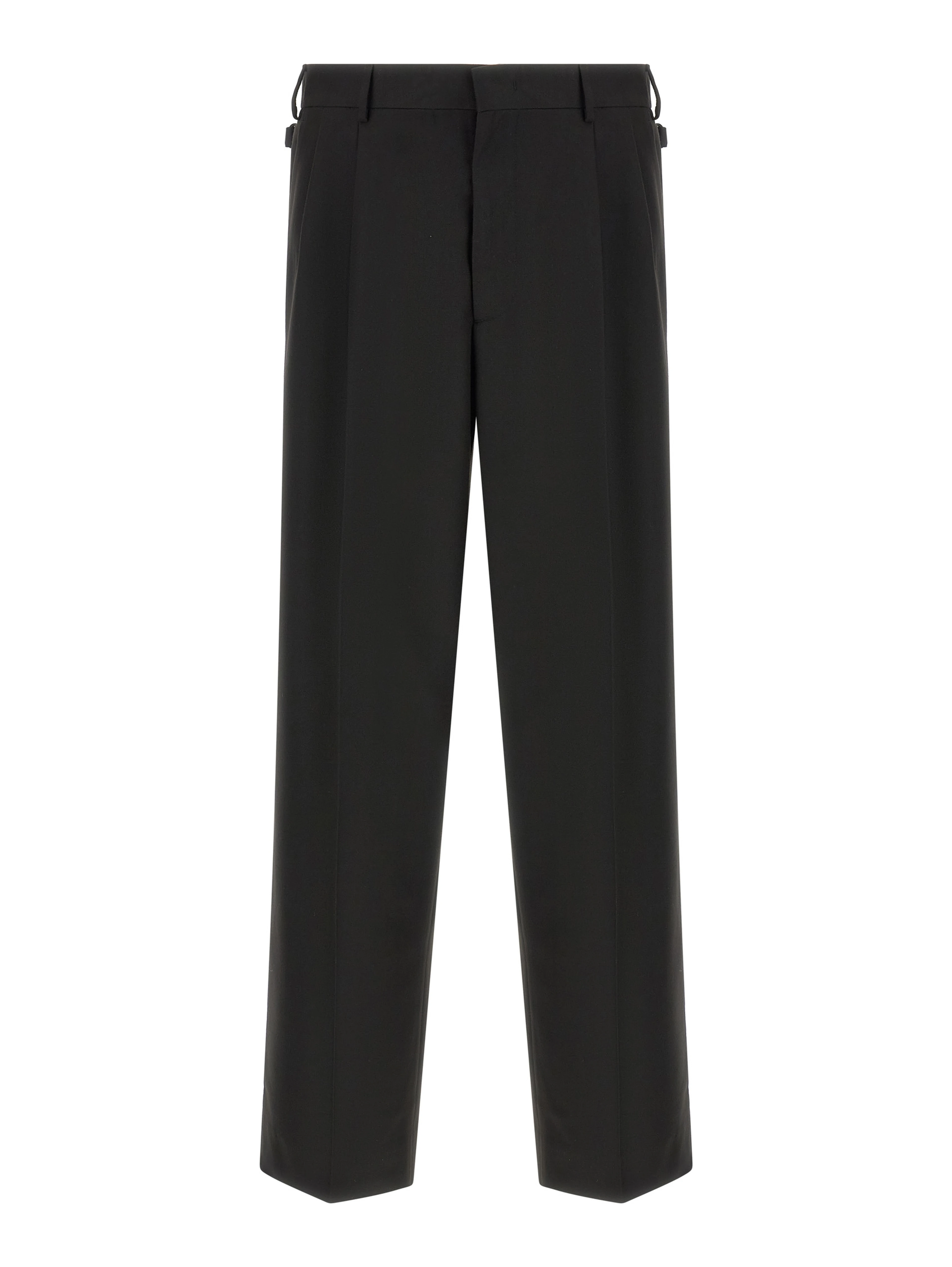 Black Polyester Casual Pants