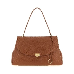 Brown Calfskin Shoulder Bag