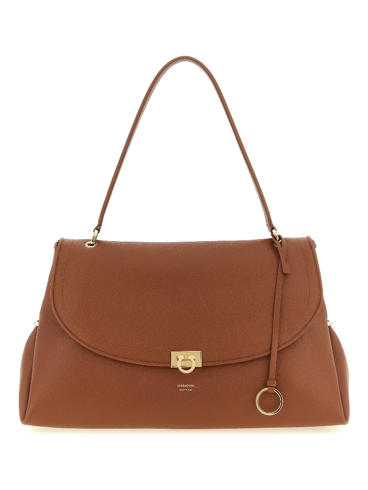 Brown Calfskin Shoulder Bag