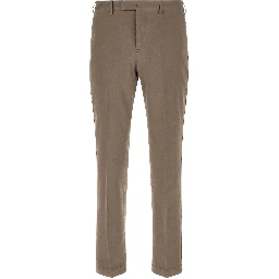 Beige Cotton Casual Pants