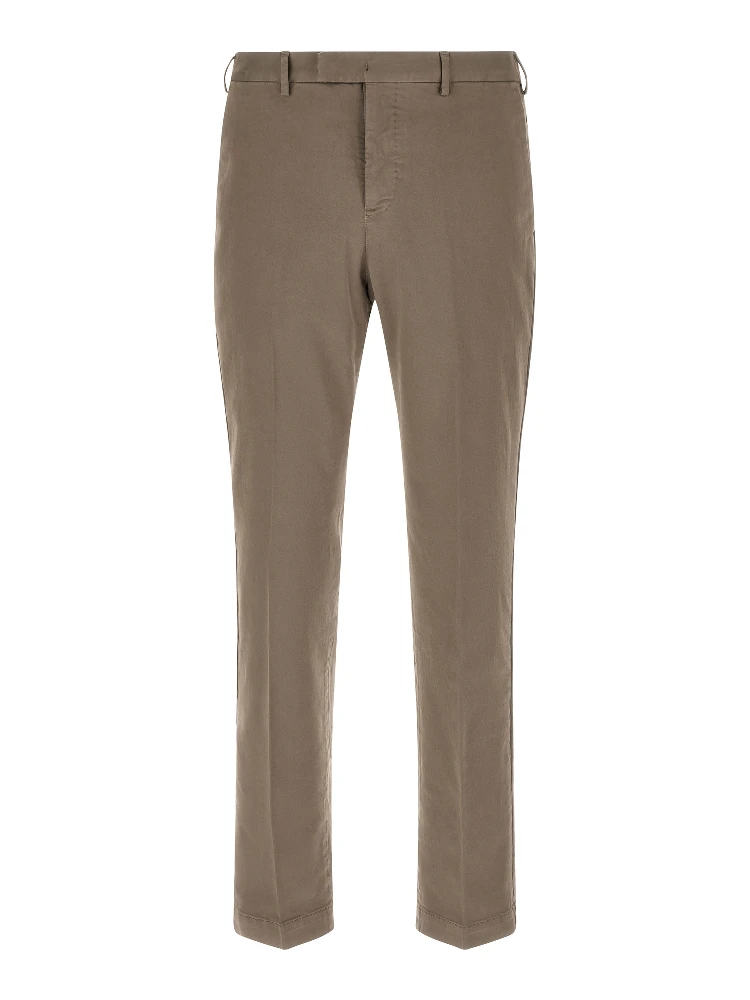 Beige Cotton Casual Pants