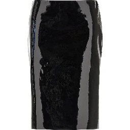 Black Lamb Leather Midi Skirt