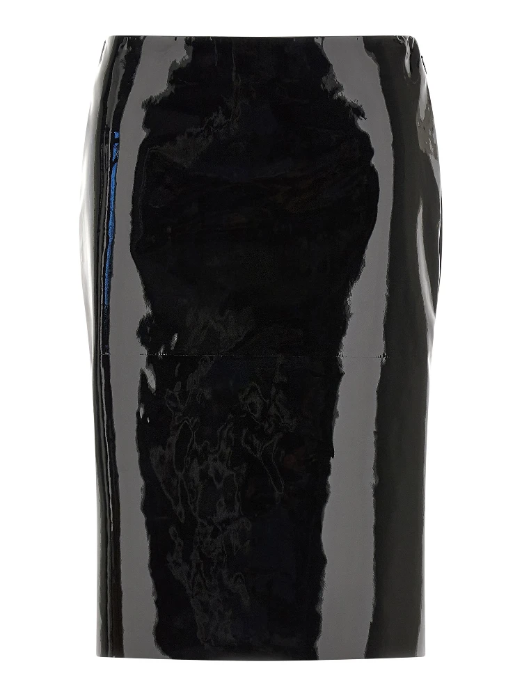 Black Lamb Leather Midi Skirt