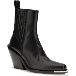 Black Calf Leather Bos Taurus Ankle Boots