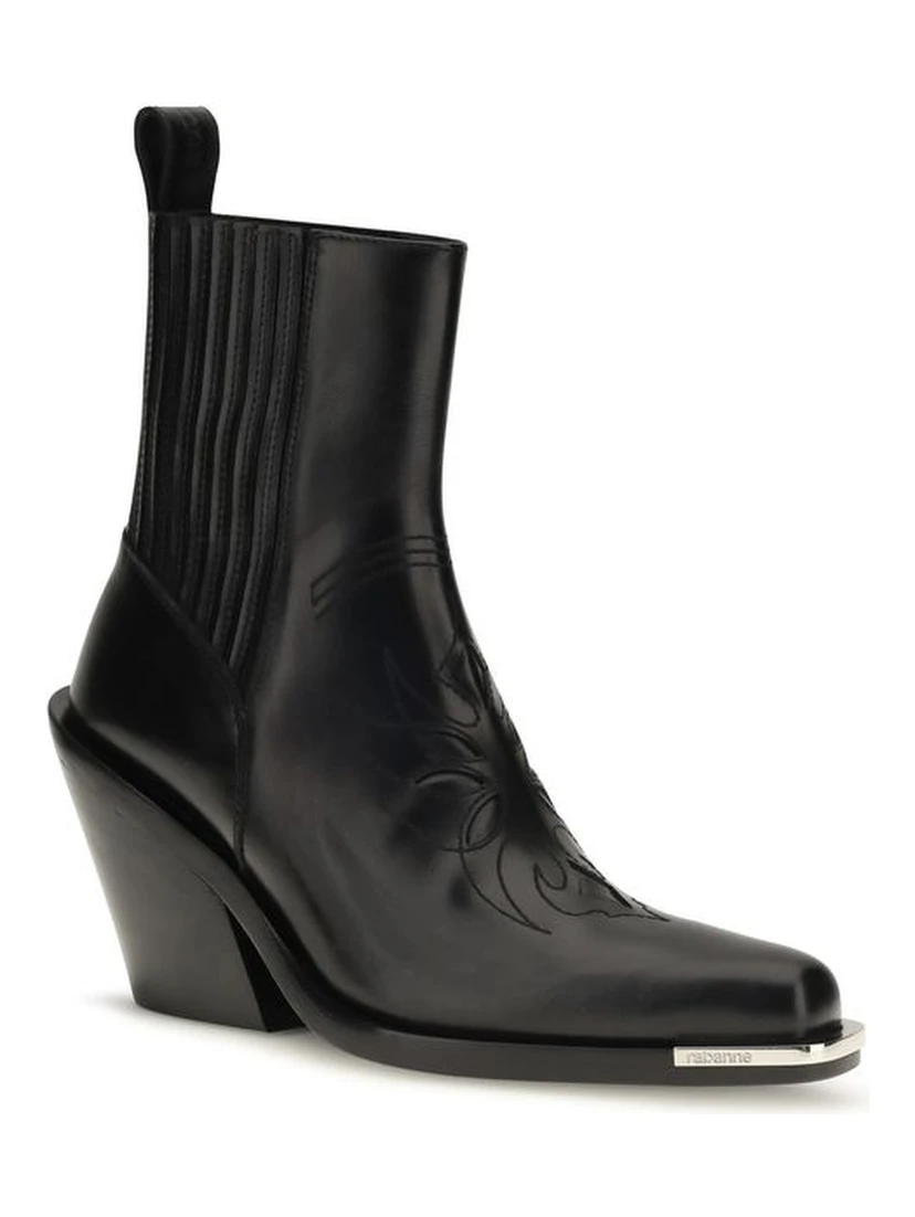 Black Calf Leather Bos Taurus Ankle Boots
