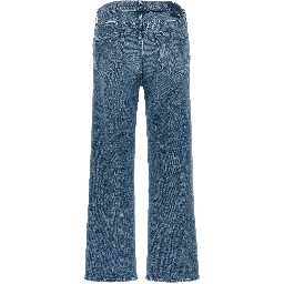 Blue Cotton Straight-Leg Jeans