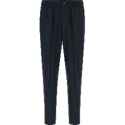 Blue Virgin Wool Cropped Pants