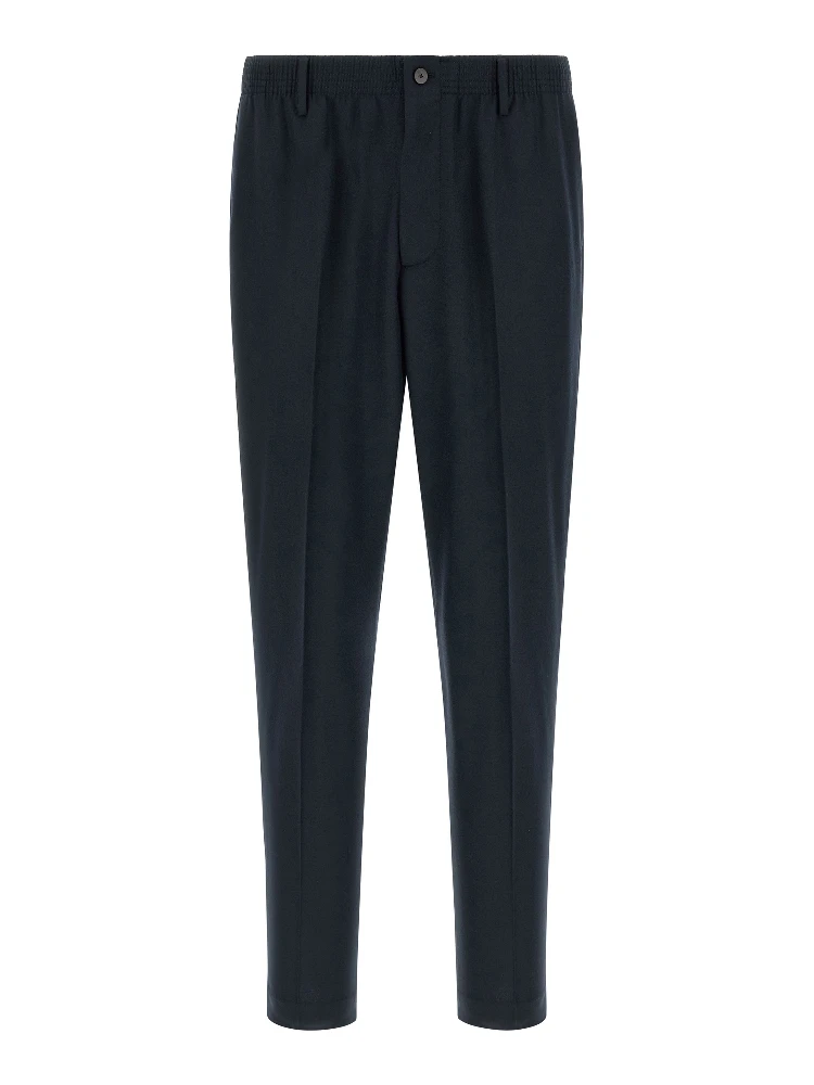 Blue Virgin Wool Cropped Pants