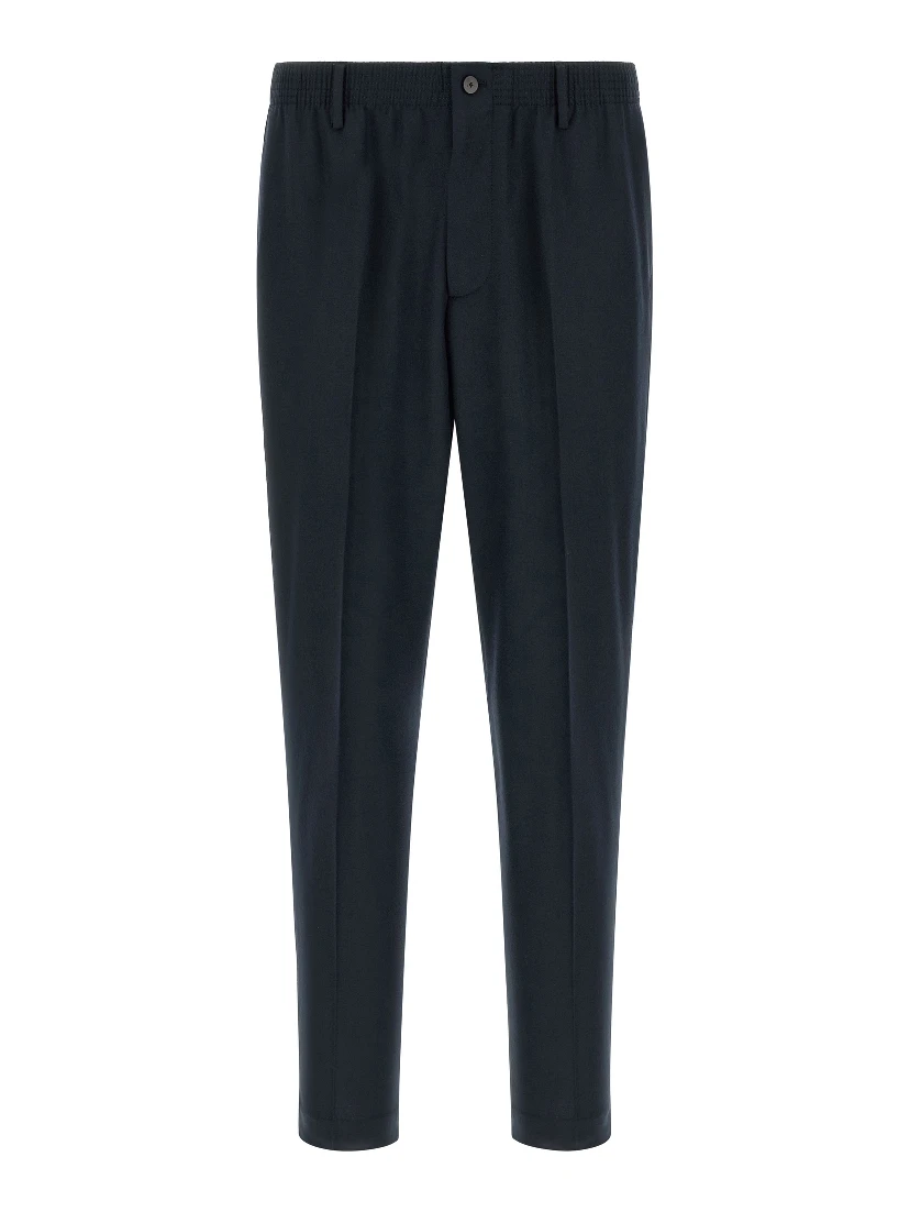 Blue Virgin Wool Cropped Pants