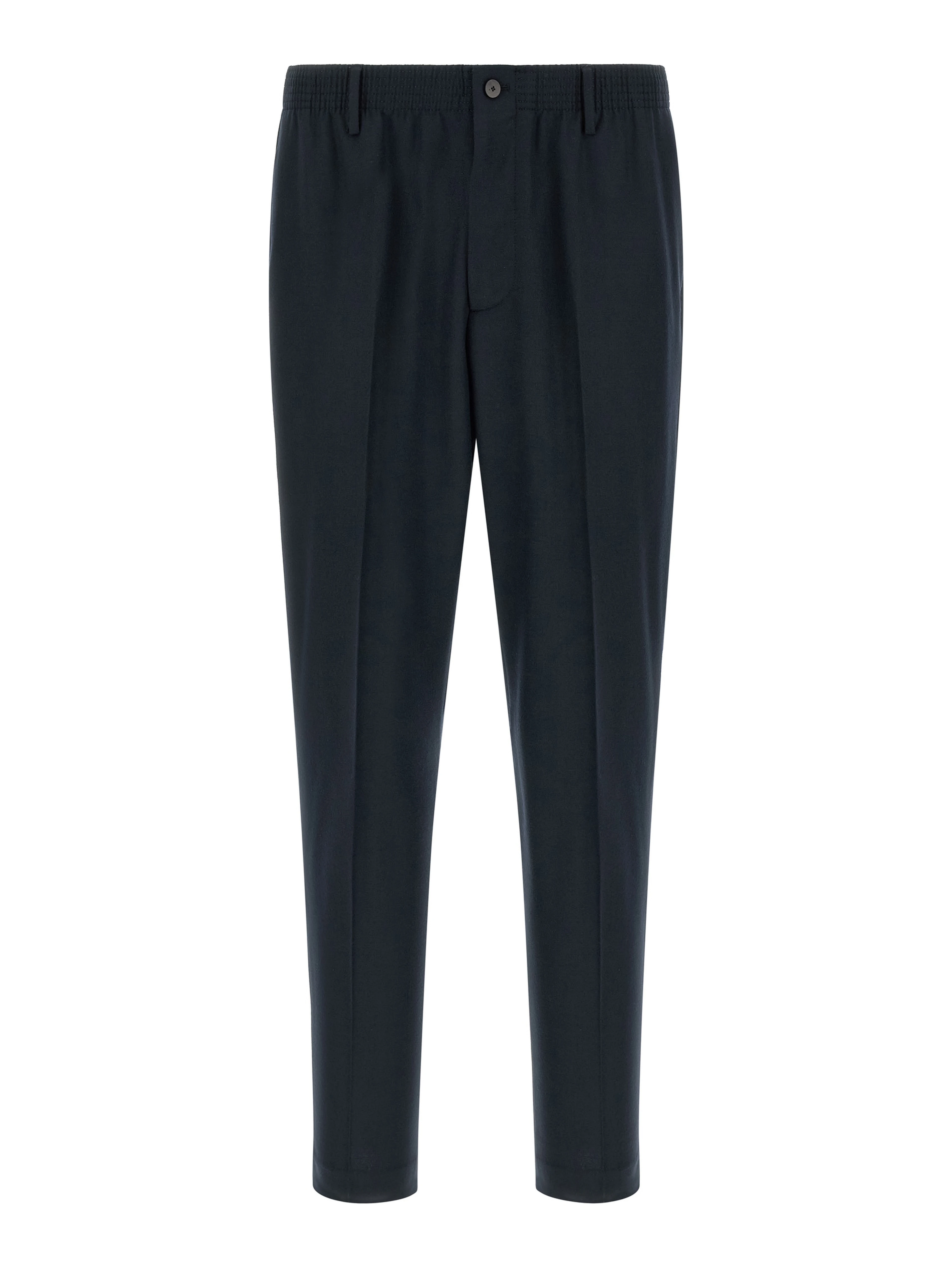 Blue Virgin Wool Cropped Pants