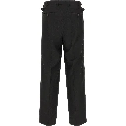 Black Polyester Casual Pants