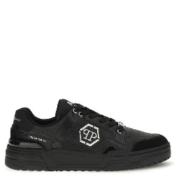 Black Polyester Low Top Sneakers