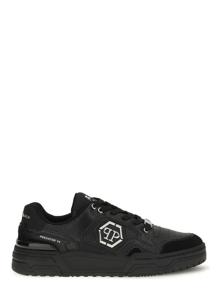 Black Polyester Low Top Sneakers