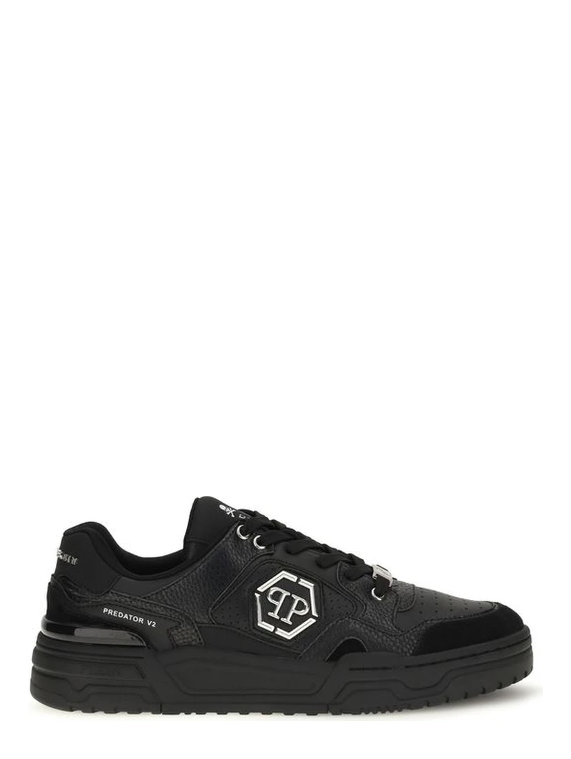 Black Polyester Low Top Sneakers