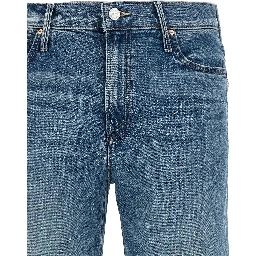 Blue Cotton Straight-Leg Jeans