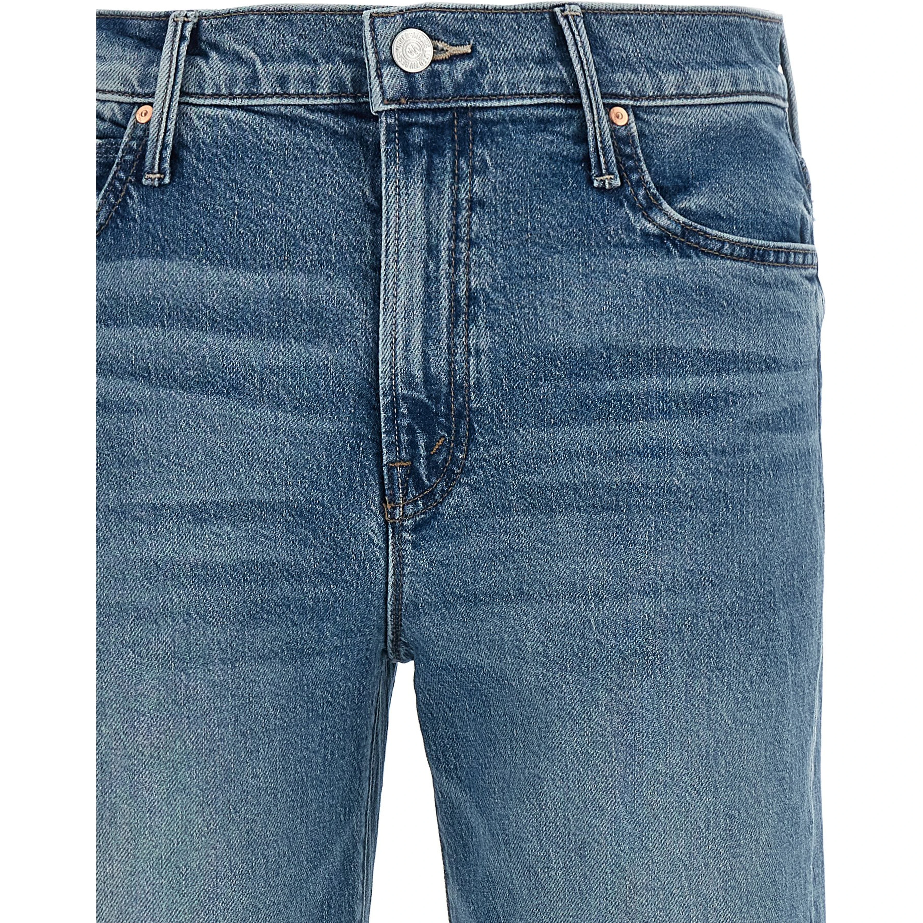 Blue Cotton Straight-Leg Jeans