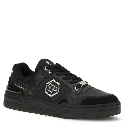Black Polyester Low Top Sneakers