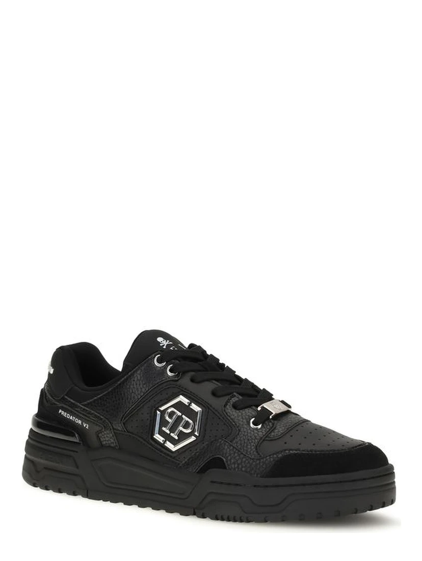 Black Polyester Low Top Sneakers
