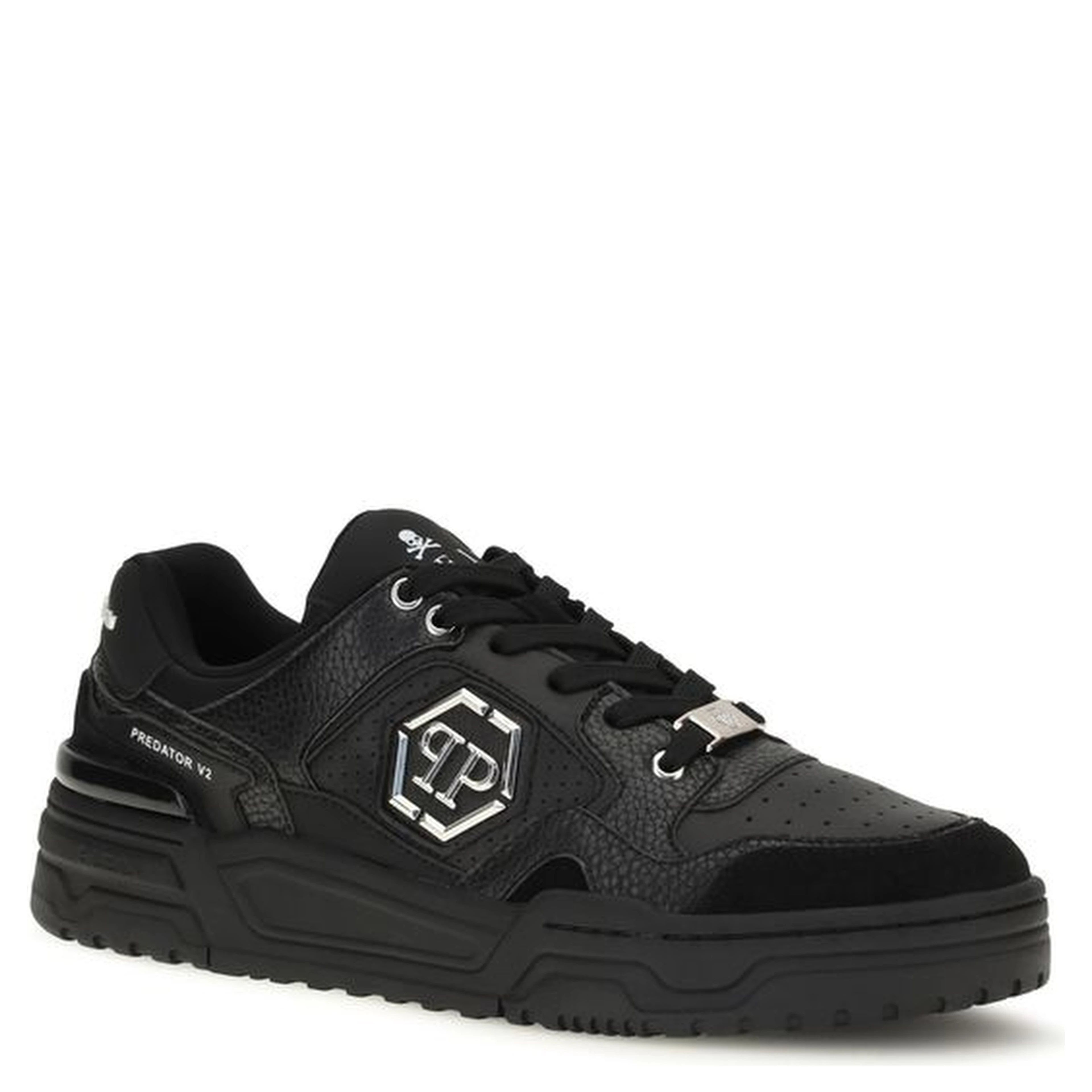 Black Polyester Low Top Sneakers
